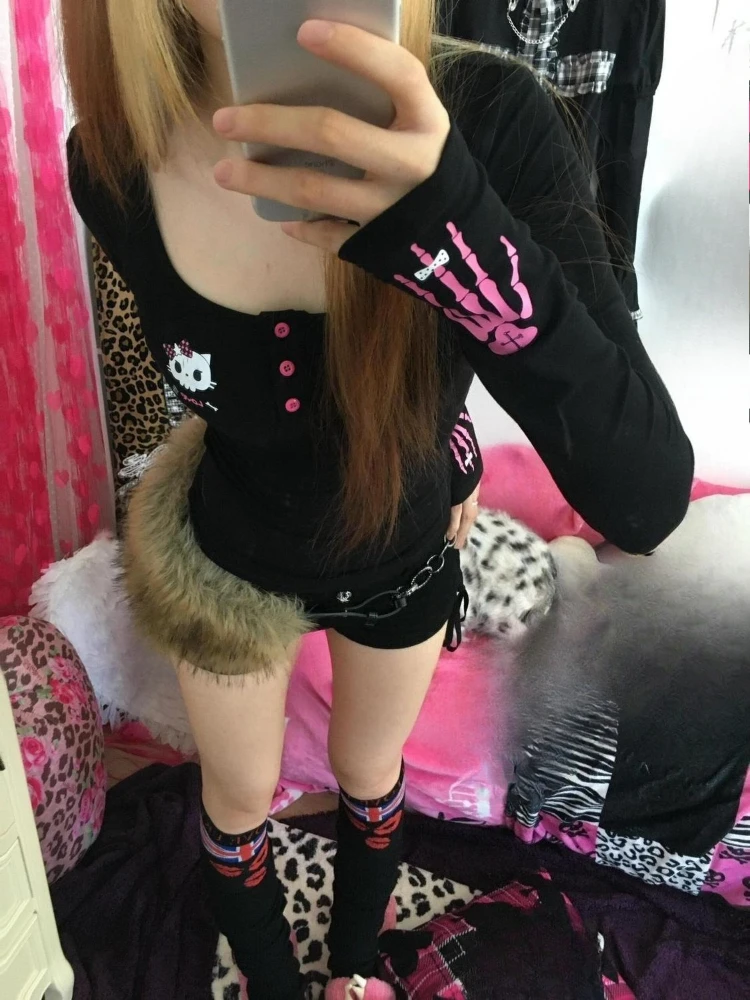 Y2K 빈티지 만화 프린트 티셔츠 여성 2025, 펑크 - Vintage Fashion 리뷰 및 가격
