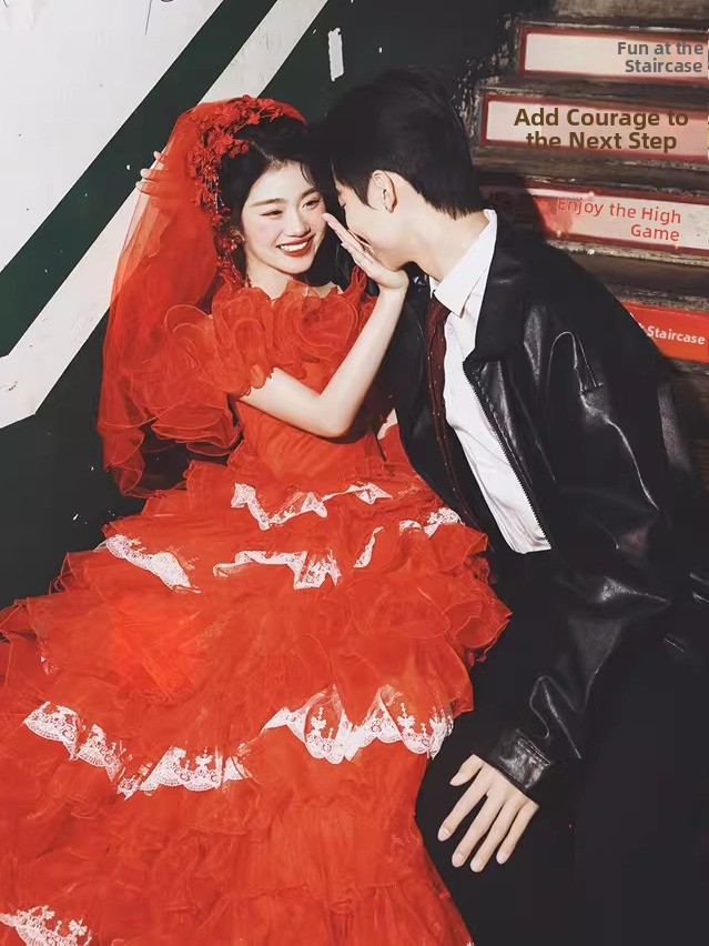 레드 빈티지 스트리트 스타일 웨딩 드레스 여성 패션 사 - Vintage Fashion Photographers 리뷰 및 가격