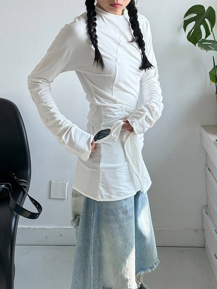 Hem 여성 흰색 불규칙한 우아한 긴 슬림 티셔츠 새로 - Vintage Fashion Build 리뷰 및 가격