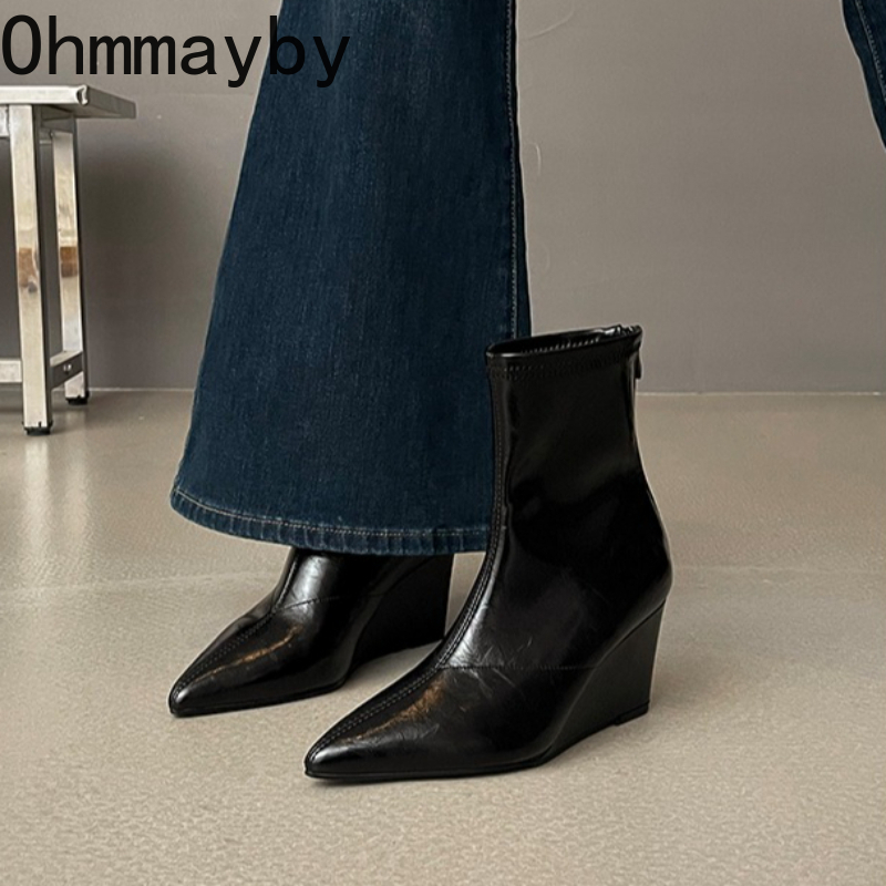가을 겨울 빈티지 웨지 힐 여성 앵클 부츠 패션 뾰족한 - Vintage Fashion Style 리뷰 및 가격