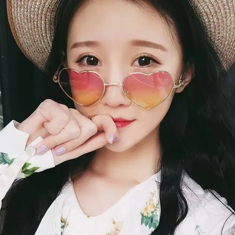 패션 하트 모양의 금속 선글라스 빈티지 트렌디 스트리트 - Vintage Fashion Girl 리뷰 및 가격