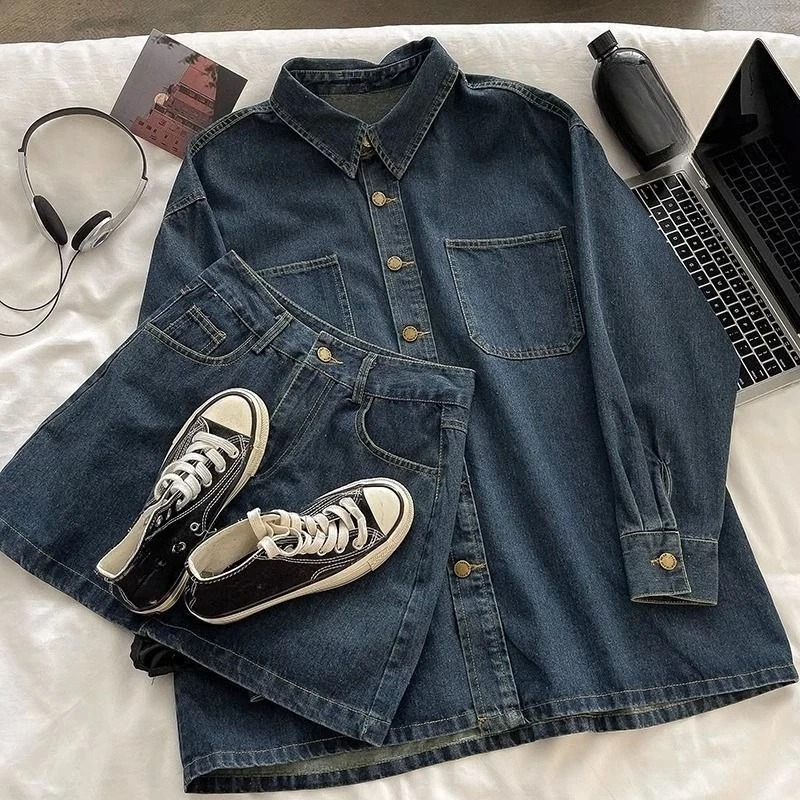 Y2K 데님 스커트 세트: 빈티지 일본 스타일 버튼 재 - Vintage Fashion 리뷰 및 가격