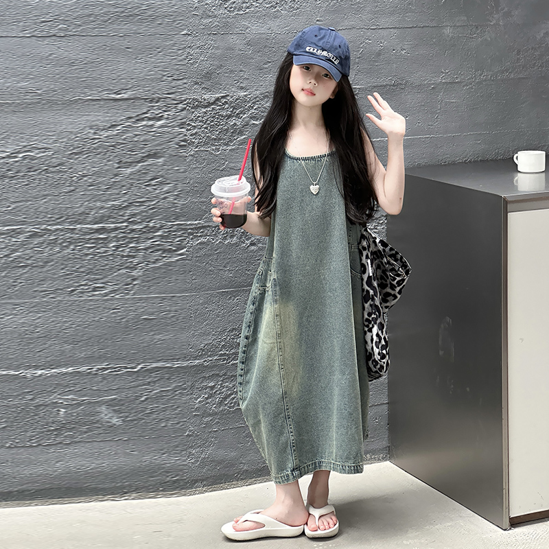 빈티지 블루 어린이 소녀 고품질 민소매 데님 드레스 s - Vintage Fashion Girl 리뷰 및 가격