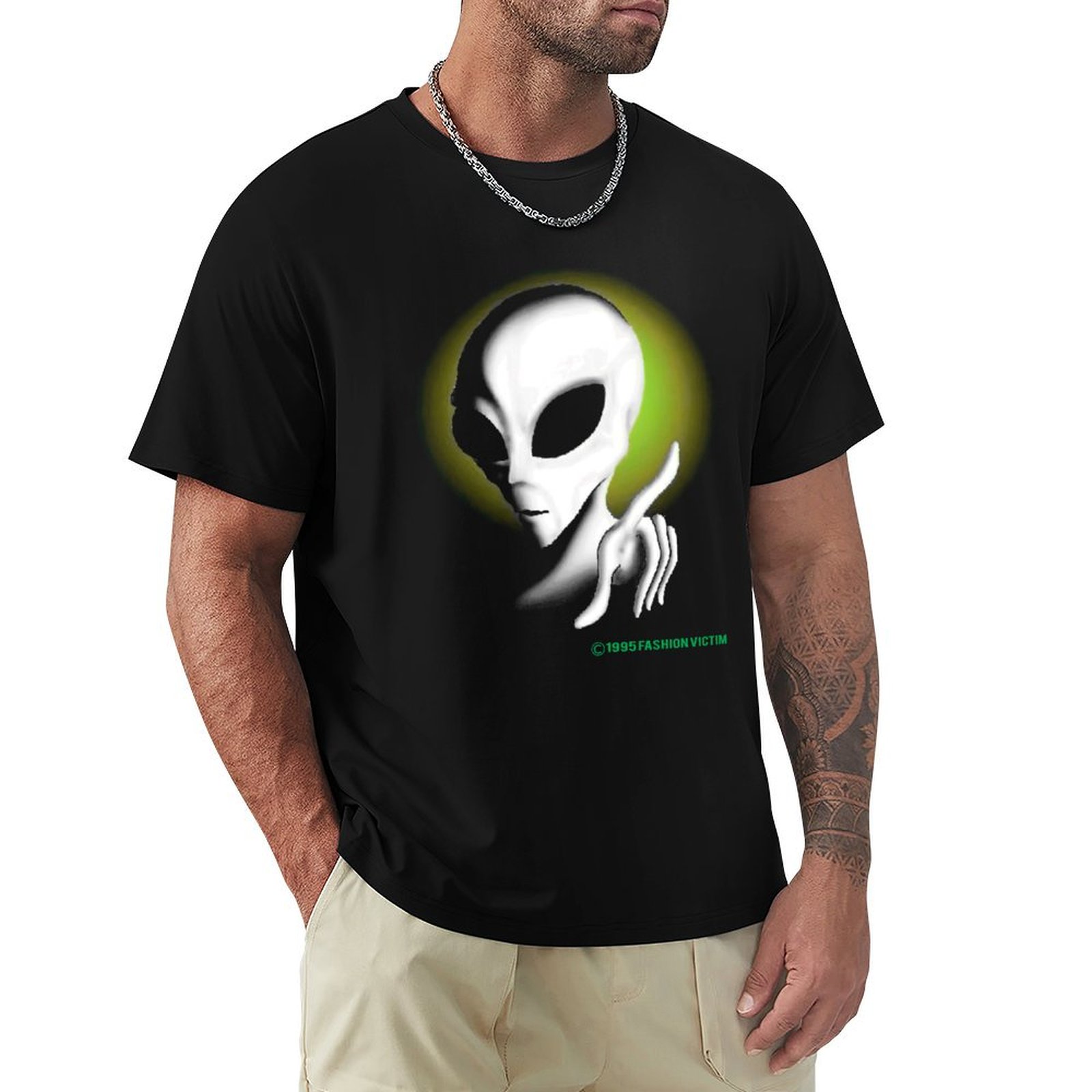 1995년 ALIEN 빈티지 야광 패션 바이커 티셔츠  - Vintage Fashion Victim Shirt 리뷰 및 가격