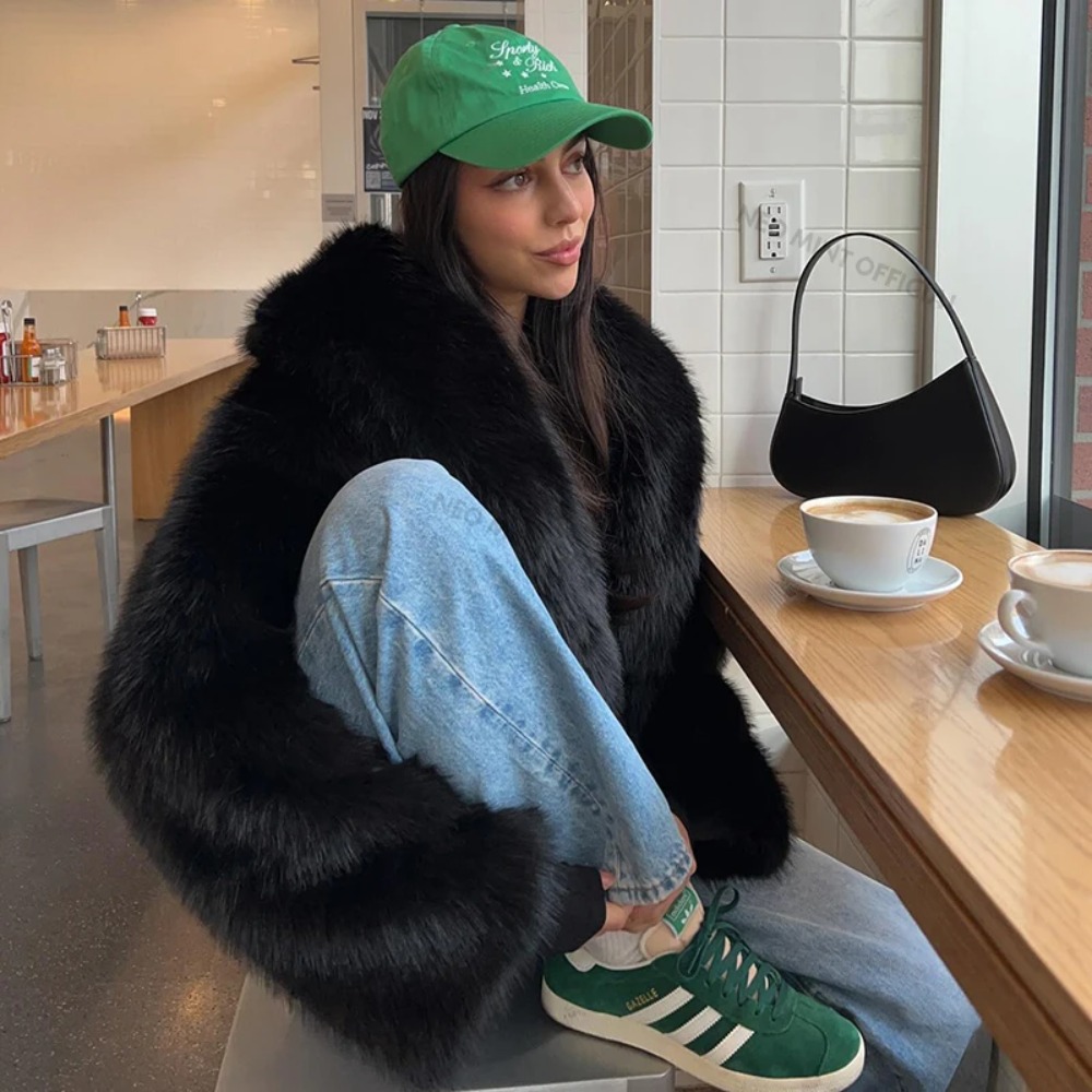 인조 모피 코트 패션 숄 칼라 인조 여우 모피 코트 여 - Vintage Fashion Store 리뷰 및 가격